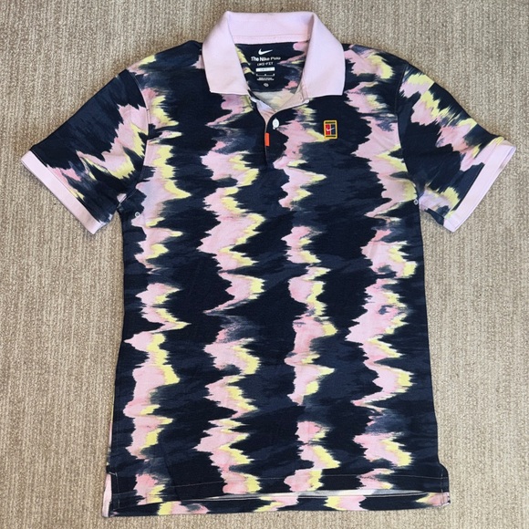 Nike Men's Size M Pink Foam Short Sleeve Polo Print Slim-Fit - Picture 2 of 11